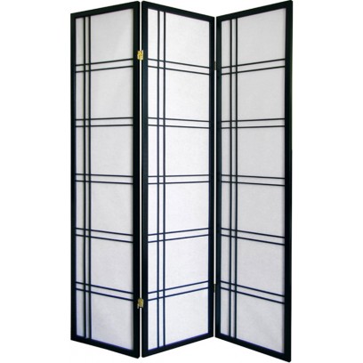 Geometric Black 3 Panel  Shoji Screen